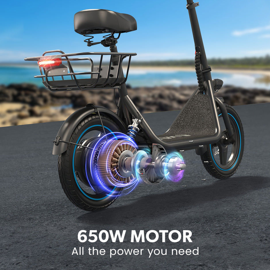 VALK Electric Scooter with Seat, 30km Range, Disc brakes, 14