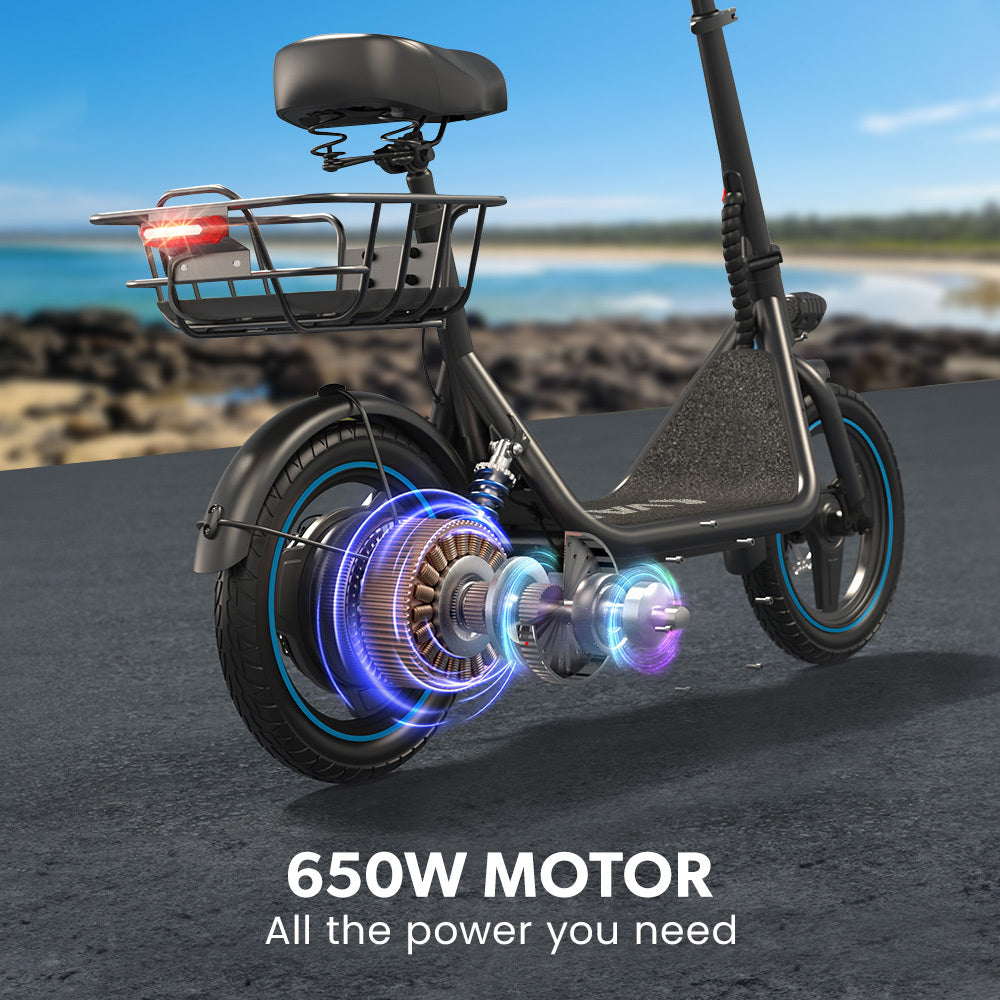 VALK Electric Scooter with Seat, 30km Range, Disc brakes, 14