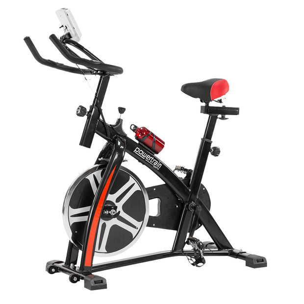 Powertrain Spin Bike – Heavy Flywheel | Adjustable Indoor Exercise Bike (Black)