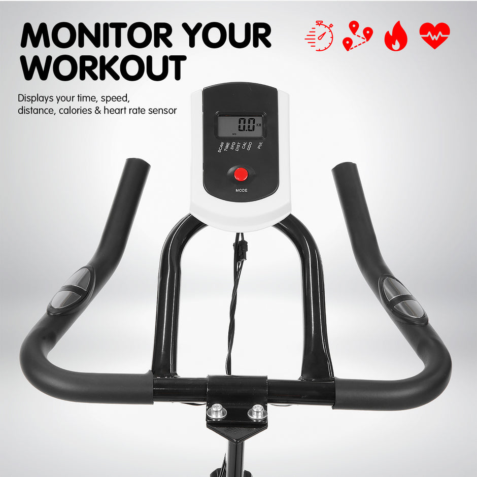 Powertrain Spin Bike – Heavy Flywheel | Adjustable Indoor Exercise Bike (Black)