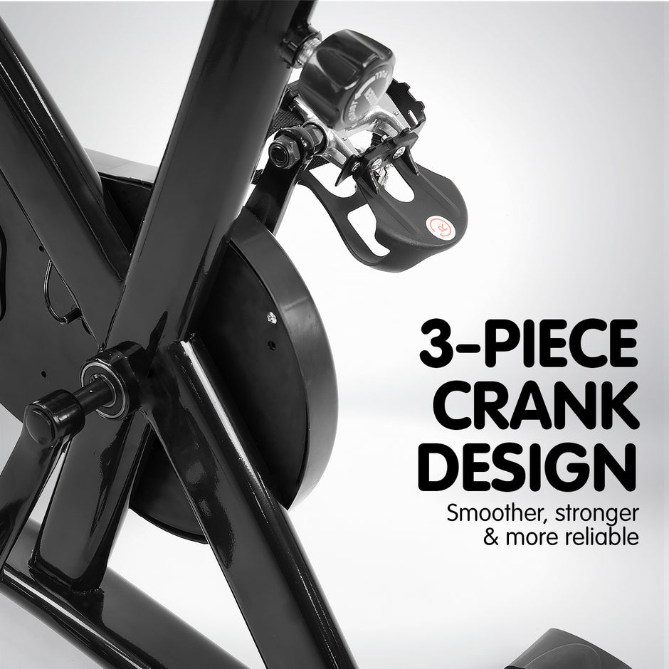 Powertrain Spin Bike – Heavy Flywheel | Adjustable Indoor Exercise Bike (Black)