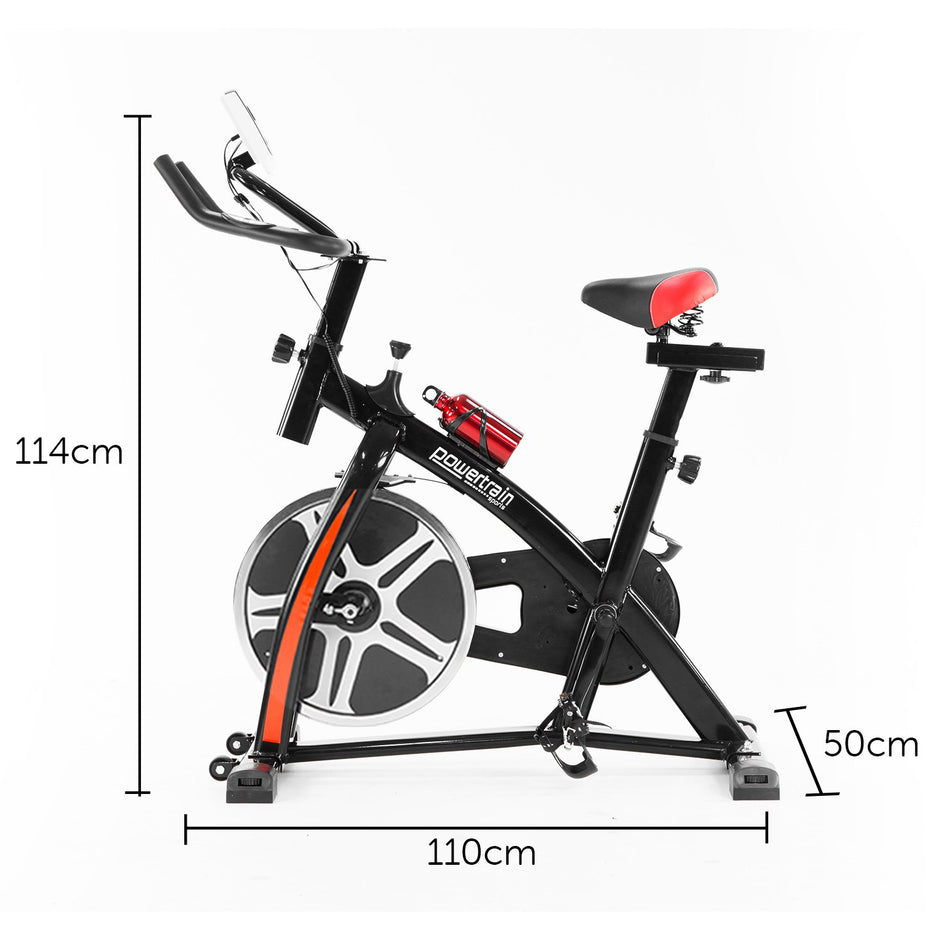 Powertrain Spin Bike – Heavy Flywheel | Adjustable Indoor Exercise Bike (Black)