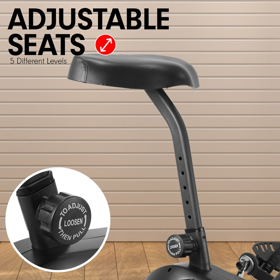 Powertrain Air Resistance Fan Exercise Bike – Cardio Trainer | Dual-Action Handles | Red