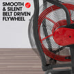 Powertrain Air Resistance Fan Exercise Bike – Cardio Trainer | Dual-Action Handles | Red