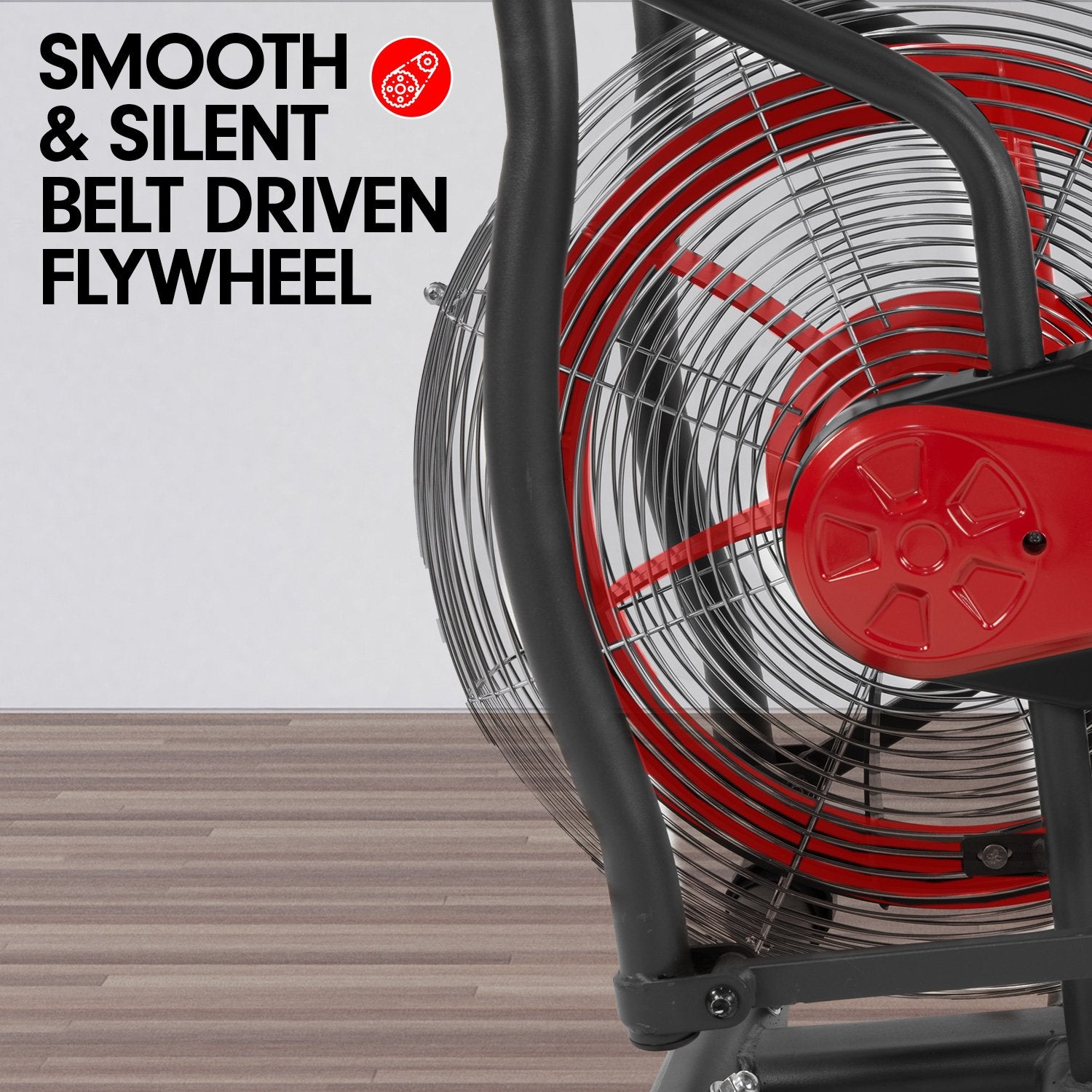 Powertrain Air Resistance Fan Exercise Bike – Cardio Trainer | Dual-Action Handles | Red