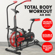 Powertrain Air Resistance Fan Exercise Bike – Cardio Trainer | Dual-Action Handles | Red