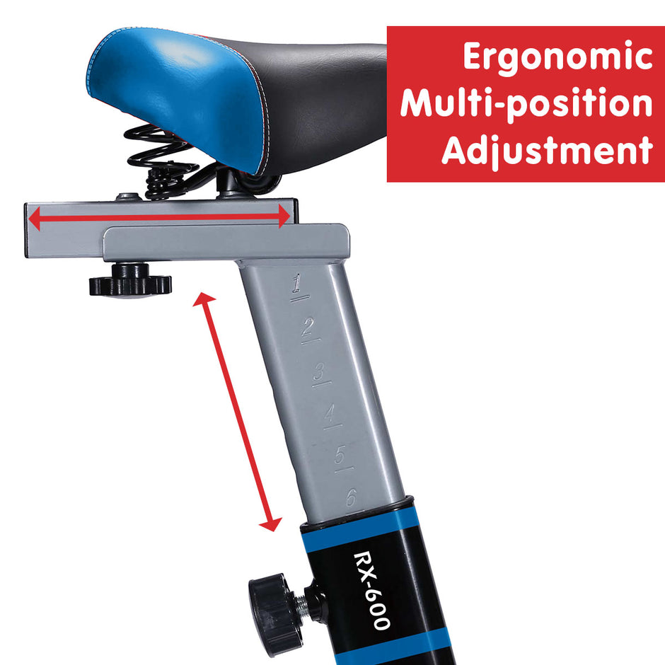 Powertrain RX-600 Exercise Spin Bike – Blue | Cardio Cycle with Shock Absorption