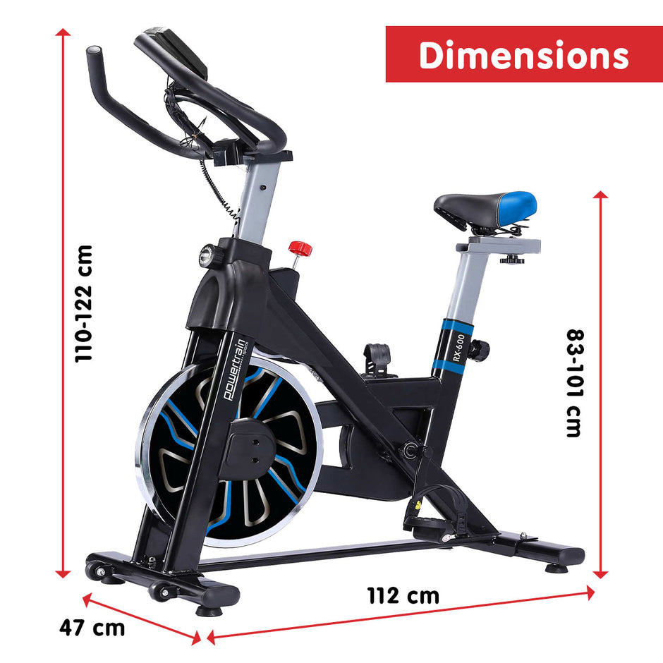 Powertrain RX-600 Exercise Spin Bike – Blue | Cardio Cycle with Shock Absorption