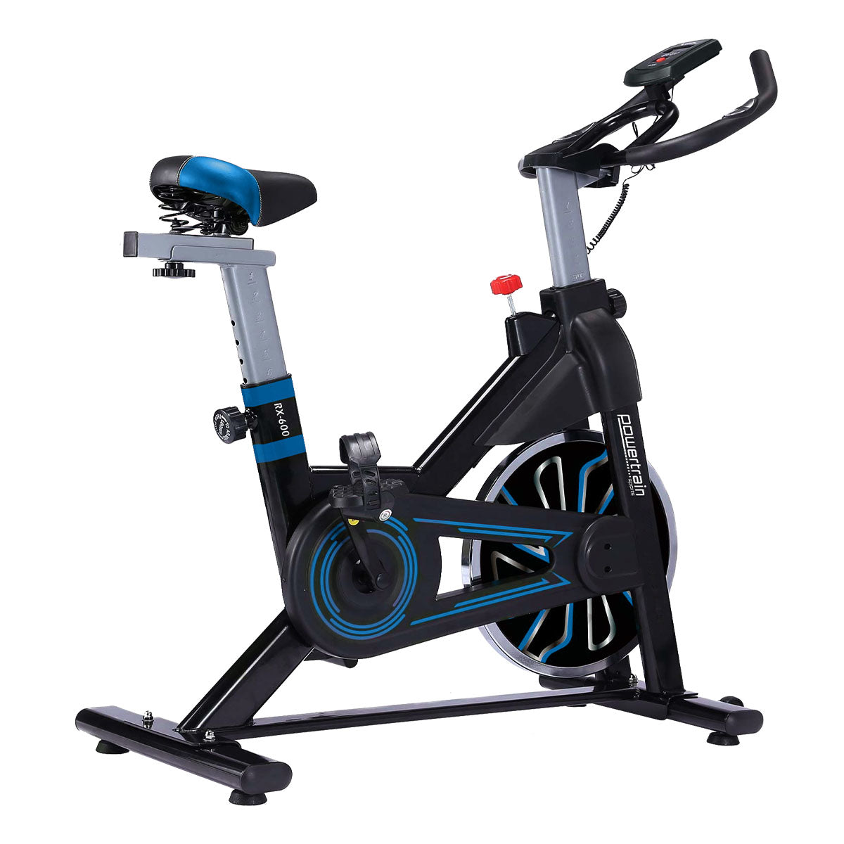 Powertrain RX-600 Exercise Spin Bike – Blue | Cardio Cycle with Shock Absorption