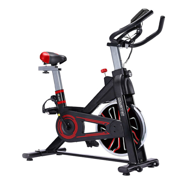 Powertrain RX-600 Spin Bike – Red | Heavy-Duty Cardio Cycle with Shock Absorption