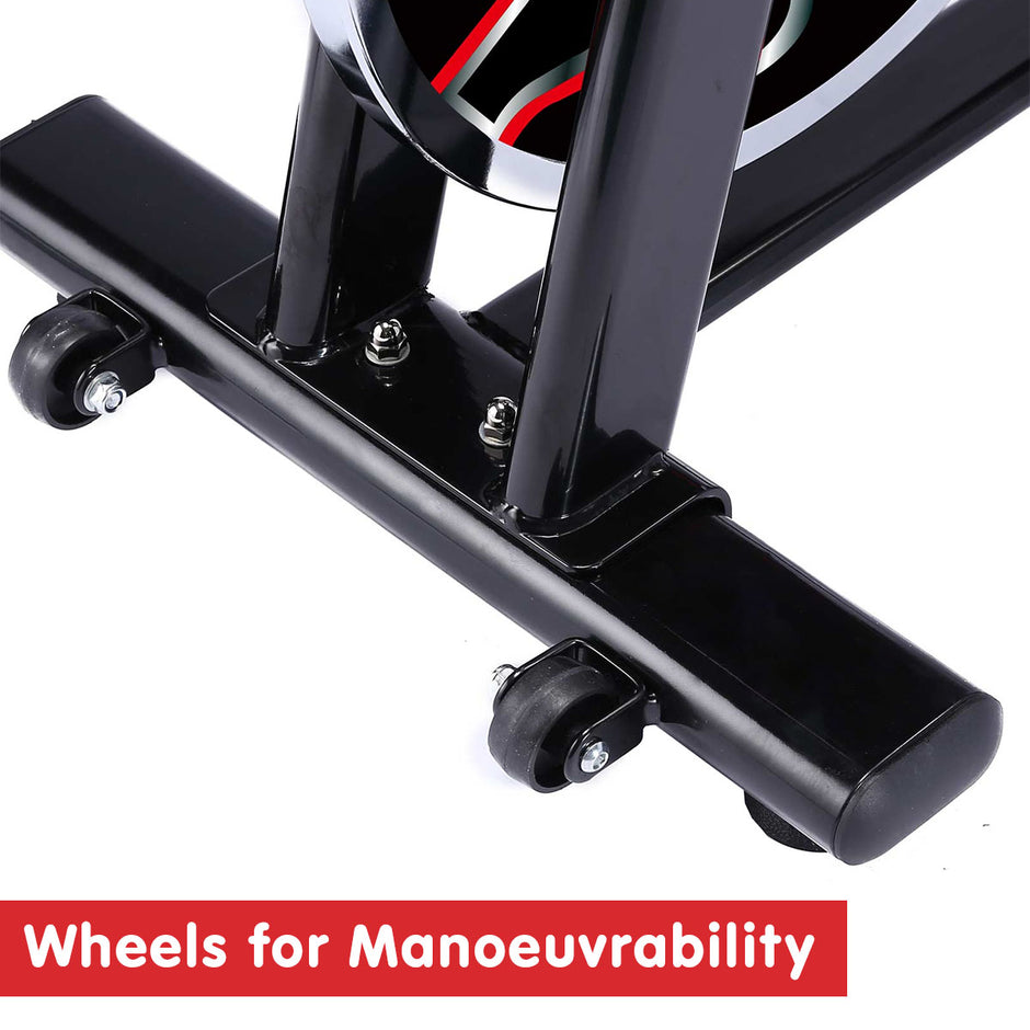 Powertrain RX-600 Spin Bike – Red | Heavy-Duty Cardio Cycle with Shock Absorption