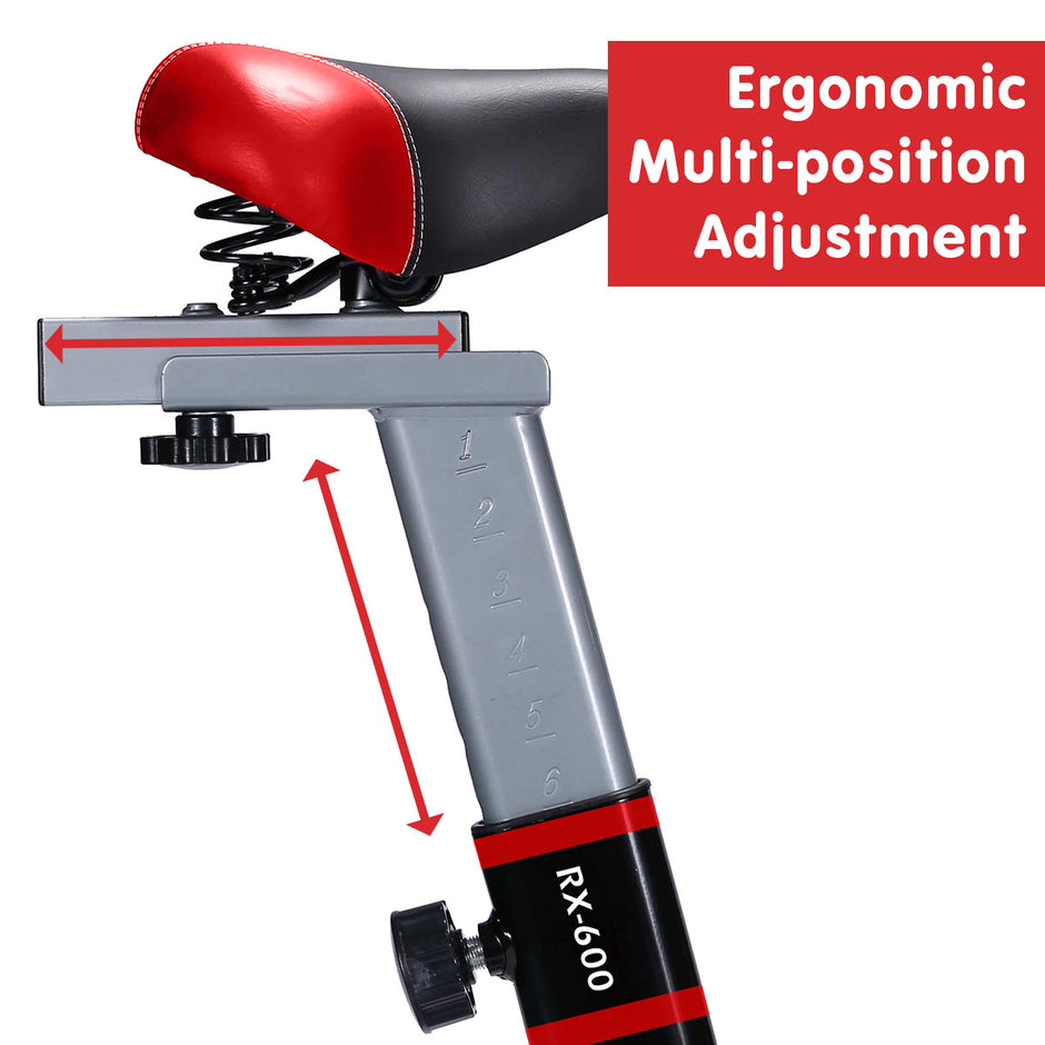 Powertrain RX-600 Spin Bike – Red | Heavy-Duty Cardio Cycle with Shock Absorption
