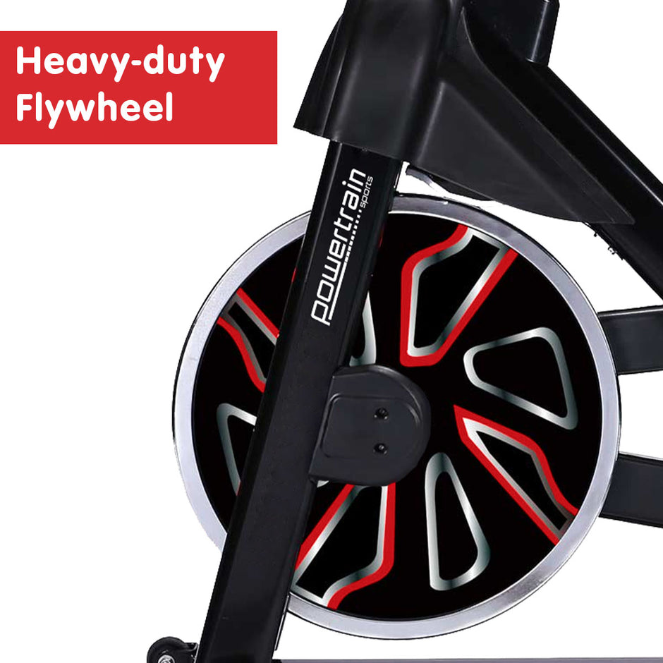 Powertrain RX-600 Spin Bike – Red | Heavy-Duty Cardio Cycle with Shock Absorption