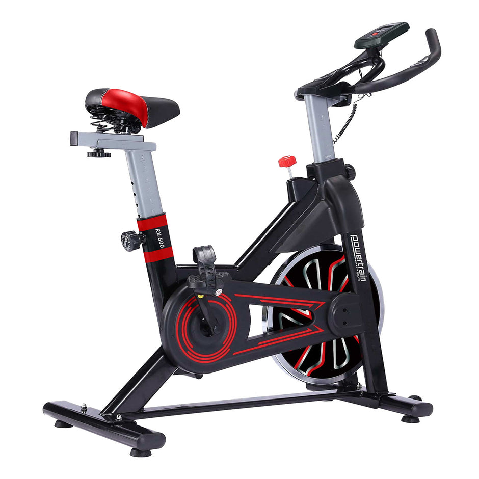 Powertrain RX-600 Spin Bike – Red | Heavy-Duty Cardio Cycle with Shock Absorption