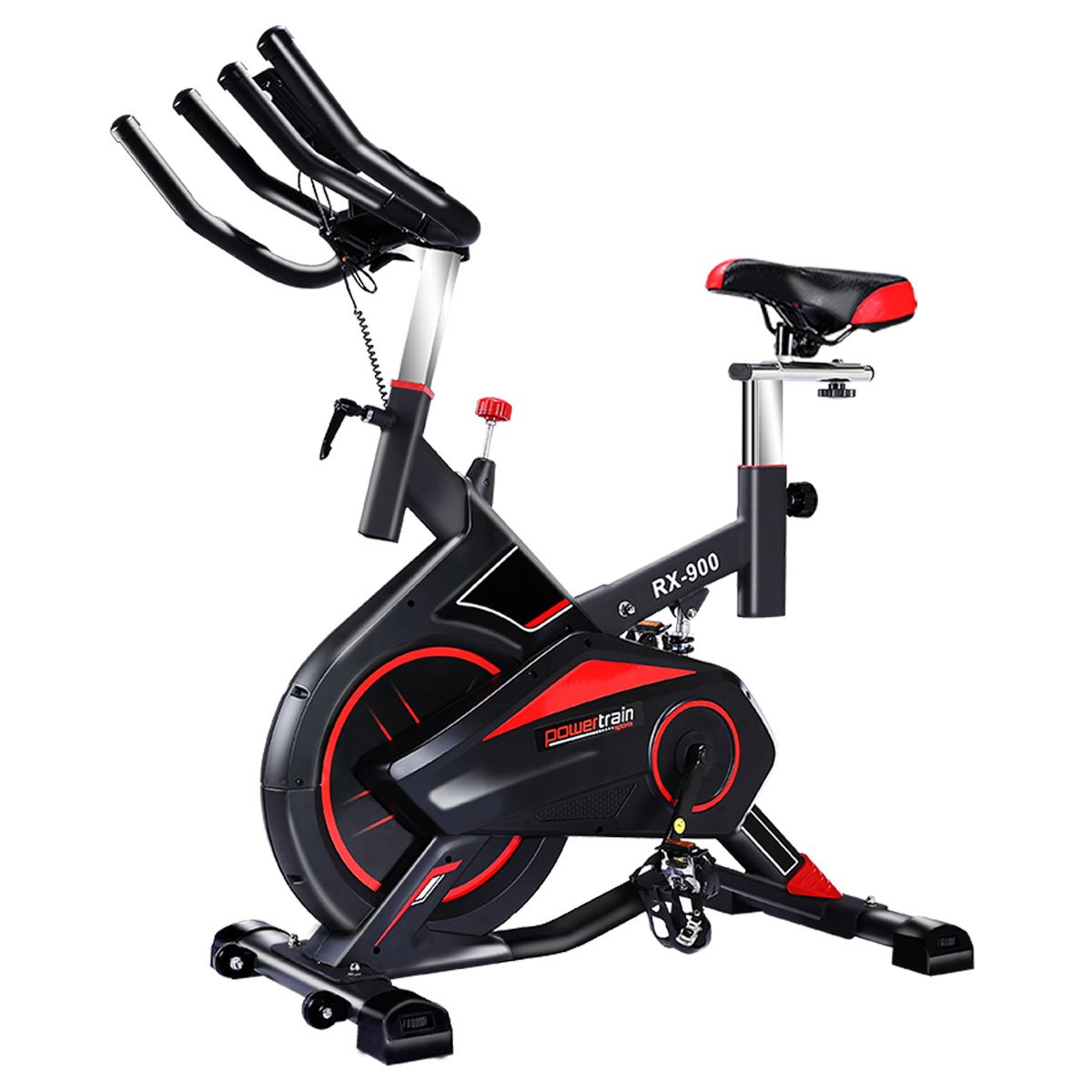 Powertrain RX-600 Spin Bike – Red | Heavy-Duty Cardio Cycle with Shock Absorption