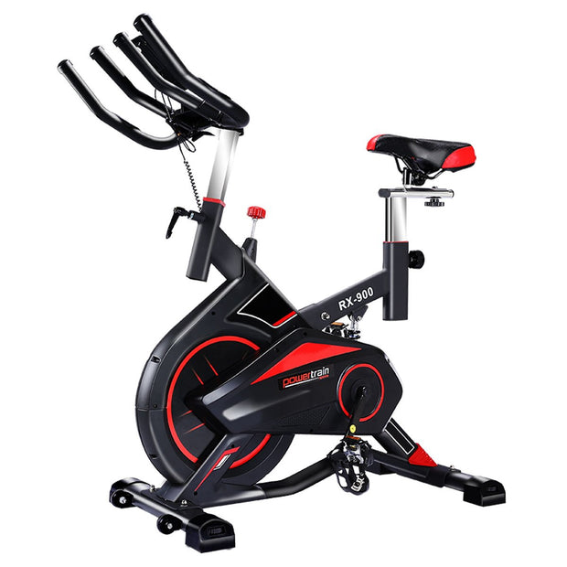 Powertrain RX-600 Spin Bike – Red | Heavy-Duty Cardio Cycle with Shock Absorption