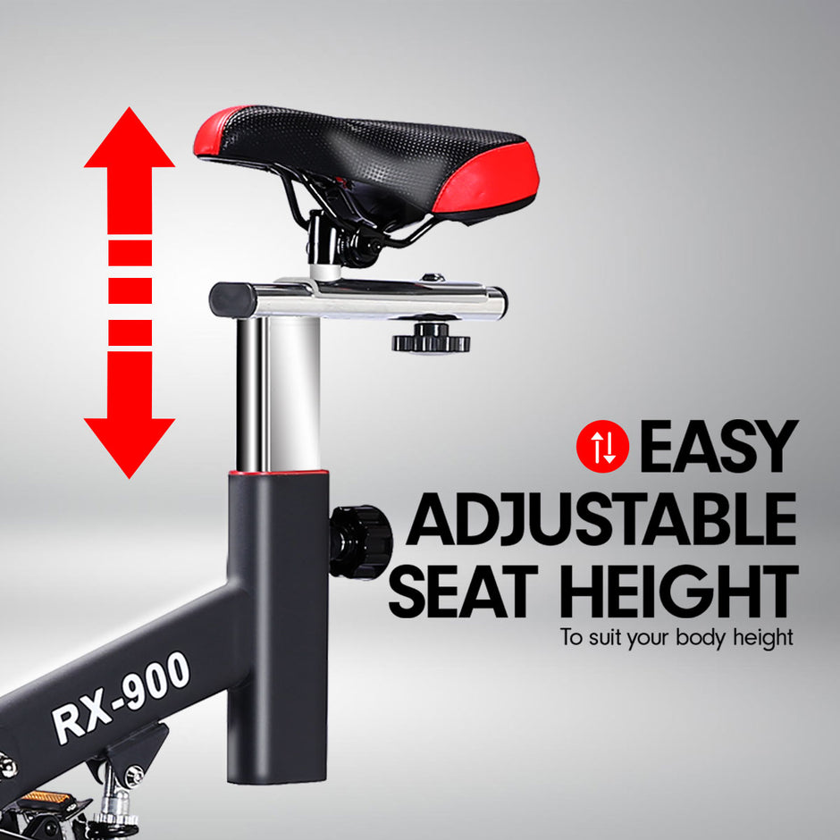 Powertrain RX-600 Spin Bike – Red | Heavy-Duty Cardio Cycle with Shock Absorption