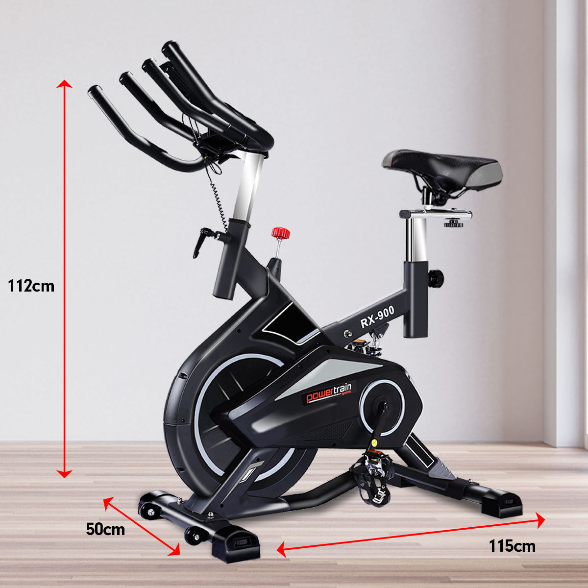 Powertrain RX-900 Spin Bike – Silver | Heavy-Duty Cardio Trainer with Shock Absorption