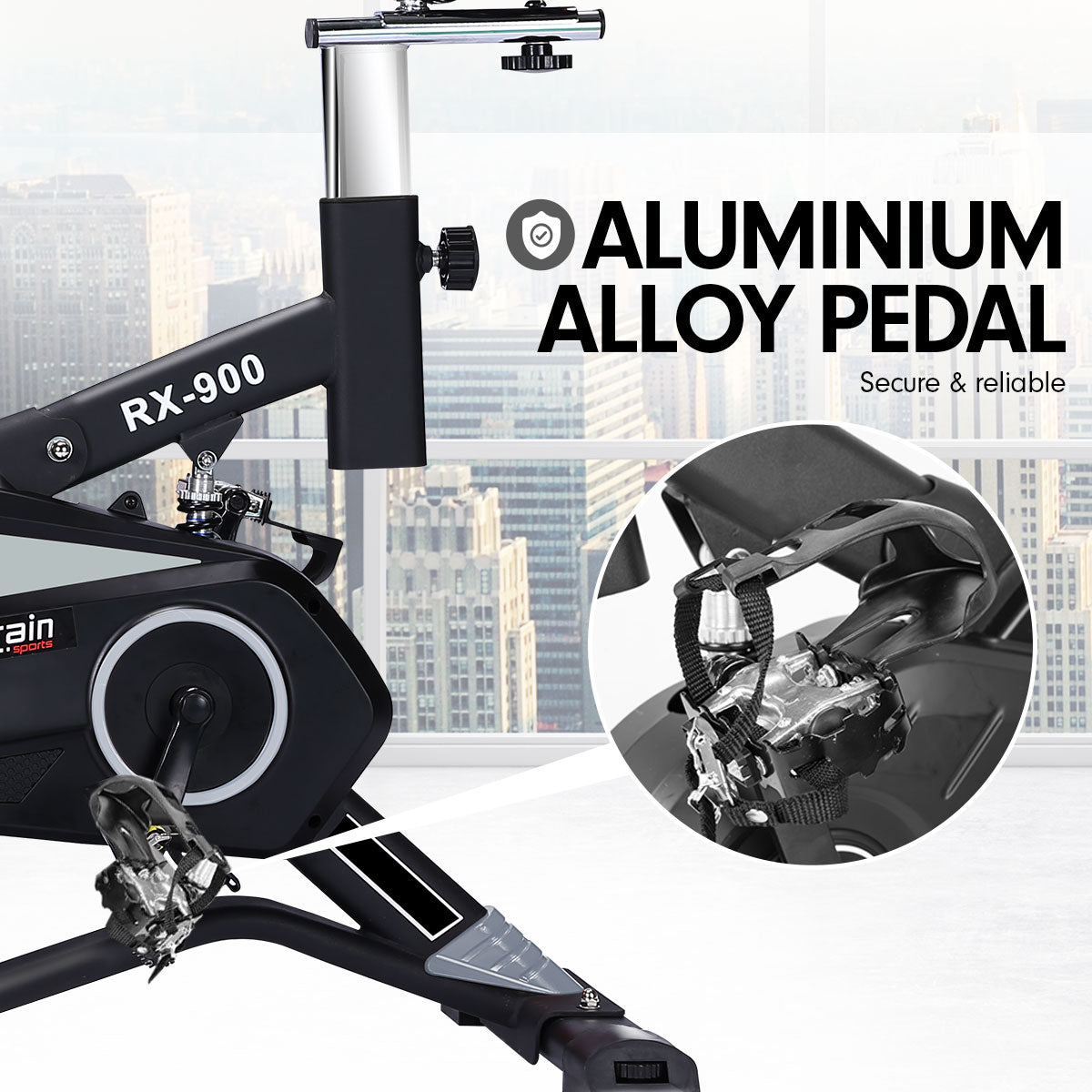 Powertrain RX-900 Spin Bike – Silver | Heavy-Duty Cardio Trainer with Shock Absorption