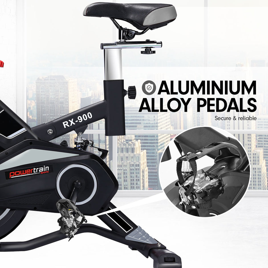 Powertrain RX-900 Spin Bike – Silver | Heavy-Duty Cardio Trainer with Shock Absorption
