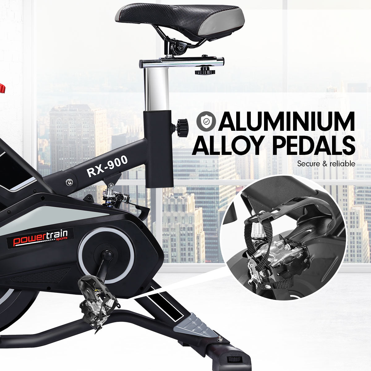 Powertrain RX-900 Spin Bike – Silver | Heavy-Duty Cardio Trainer with Shock Absorption