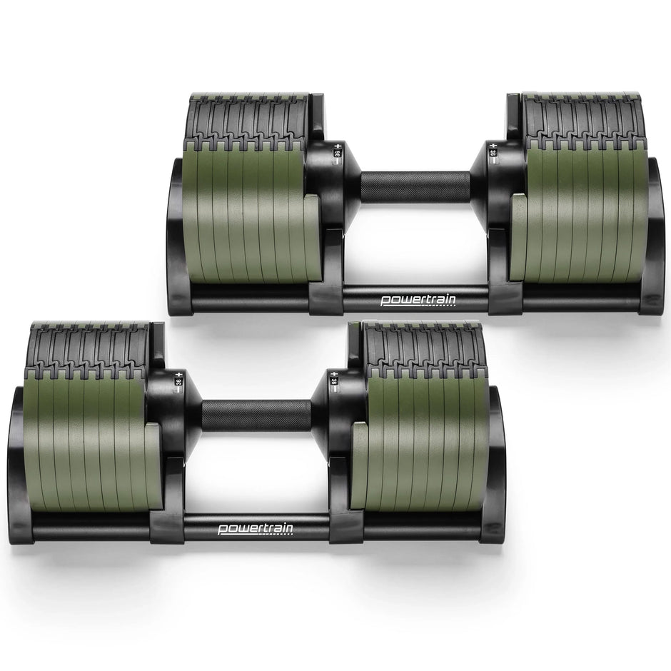 Powertrain Eon Dial-Up 72KG Adjustable Dumbbells Pair - Green