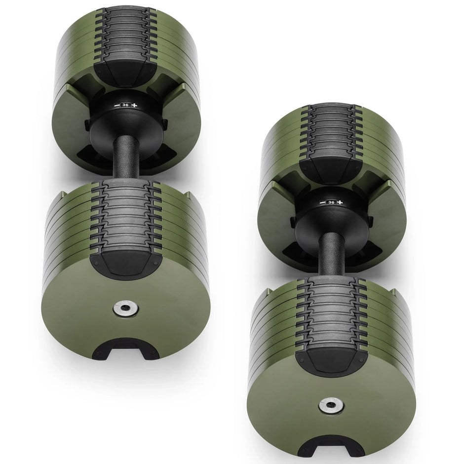 Powertrain Eon Dial-Up 72KG Adjustable Dumbbells Pair with Stand  - Green