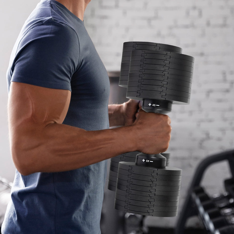 Powertrain Eon 2 X 45kg Adjustable Dumbbells W/ Stand Heavy-duty Storage Rack Home Gym 9 Strength Training Equipment