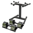 Powertrain Eon Dial-Up 90KG Adjustable Dumbbells Pair with Stand  - Green