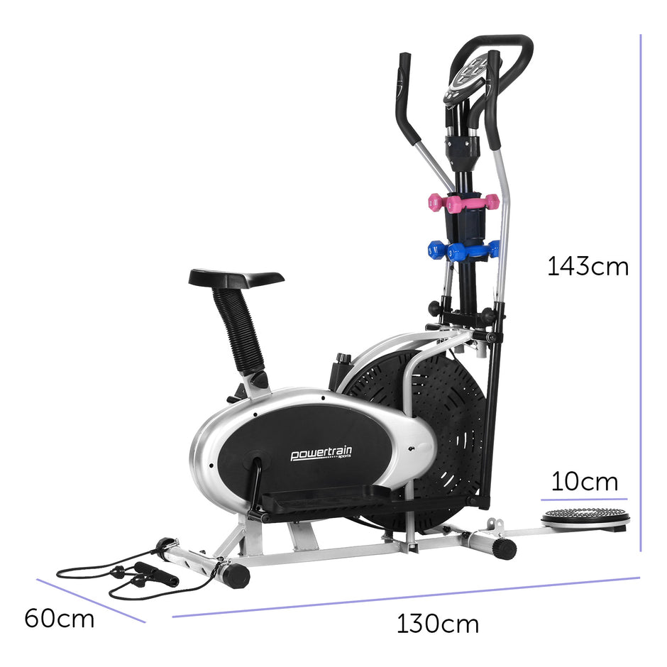 Powertrain 6-in-1 Elliptical Cross Trainer Bike – With Dumbbells, Twist Disc & Resistance Bands