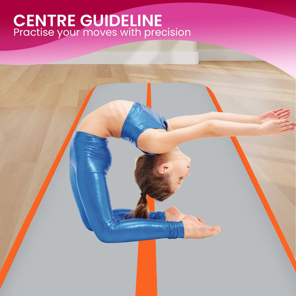 Powertrain Airtrack 20cm Thick 3m x 1m Inflatable Gymnastics Tumbling Mat Air Track - Orange