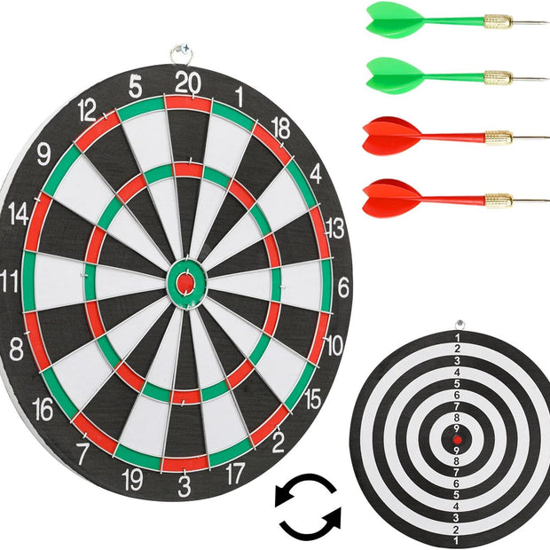 12" Dartboard Dart Board with Steel Darts Professional Competition Party Game