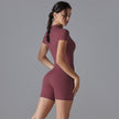 Women's Summer Zip-Up Bodysuit - Short Sleeve High-Stretch Yoga & Dance Wear