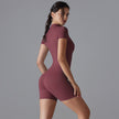 Women's Summer Zip-Up Bodysuit - Short Sleeve High-Stretch Yoga & Dance Wear