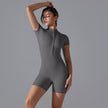 Women's Summer Zip-Up Bodysuit - Short Sleeve High-Stretch Yoga & Dance Wear