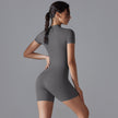 Women's Summer Zip-Up Bodysuit - Short Sleeve High-Stretch Yoga & Dance Wear