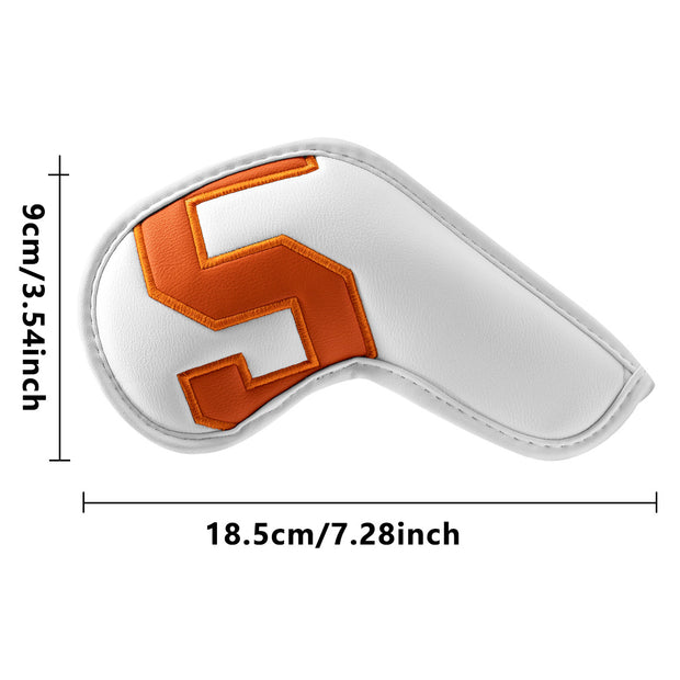 Black covers with  Laser numbers, Premium PU Leather Golf Iron Headcover Set (10pcs) | Numbered 4-9, P, S, A, X | Protective Club Covers for Irons