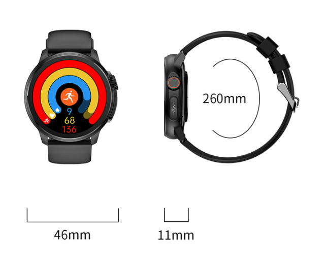 Blue Round 1.3 Touch Screen Smartwatch with Heart Rate & Fitness Tracking