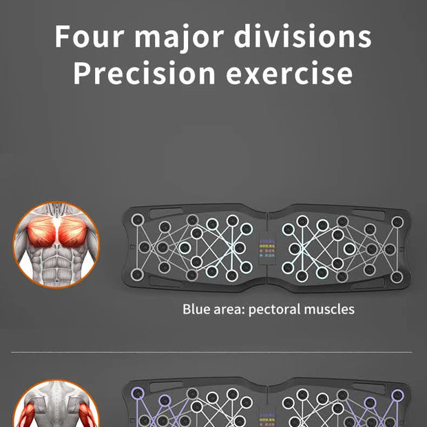Black Portable Anti-Slip Multi-Function Push-Up Bar with Resistance Bands - Home Fitness Equipment