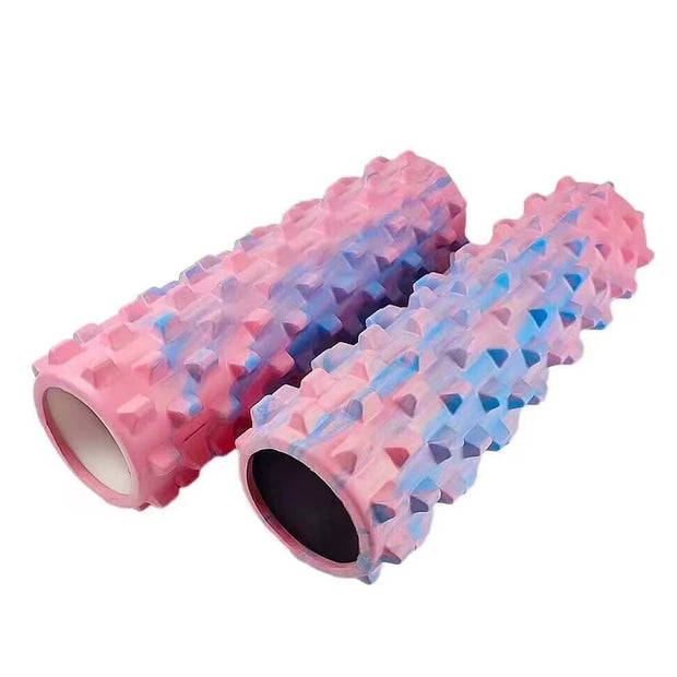 Colorful Hollow Yoga Foam Roller 45cm – Colorful Wolf Tooth Design Muscle Relaxation Massage Stick for Fitness and Sports
