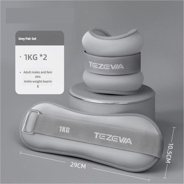 Grey Adjustable Weighted Leg & Wrist Sandbag Set - 1kg Each for Fitness, Running, and Dance Training