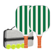 Set 4 White And Green T700 Carbon Fiber Pickleball Paddle Set - 2 Paddles, 4 Balls, and Portable Carry Bag for Adults and Students