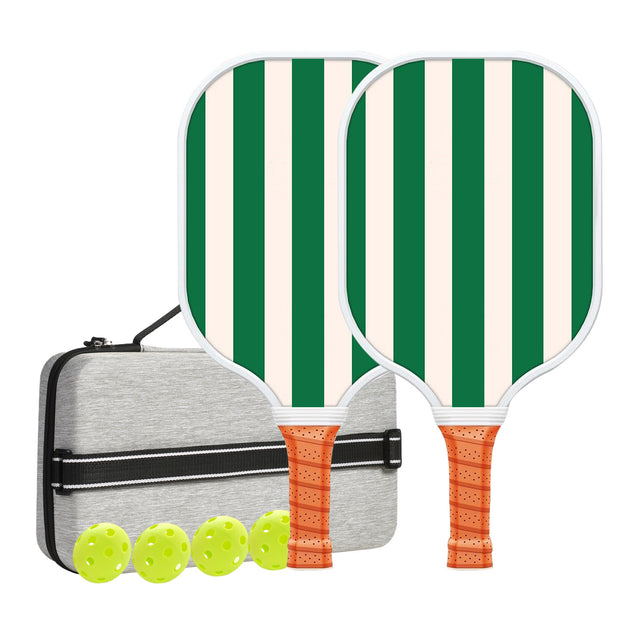 Set 4 White And Green T700 Carbon Fiber Pickleball Paddle Set - 2 Paddles, 4 Balls, and Portable Carry Bag for Adults and Students