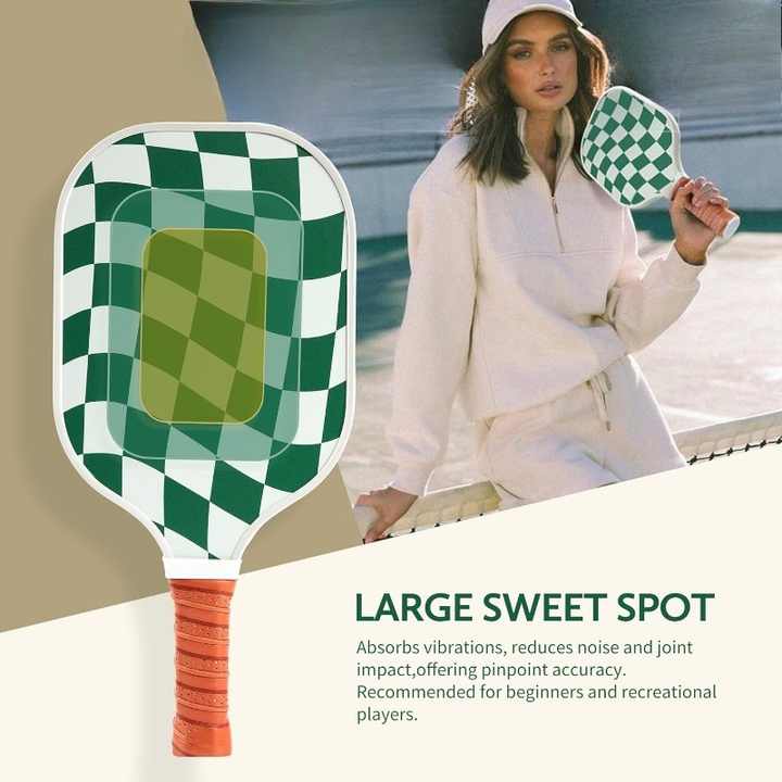 Set 4 White And Green T700 Carbon Fiber Pickleball Paddle Set - 2 Paddles, 4 Balls, and Portable Carry Bag for Adults and Students