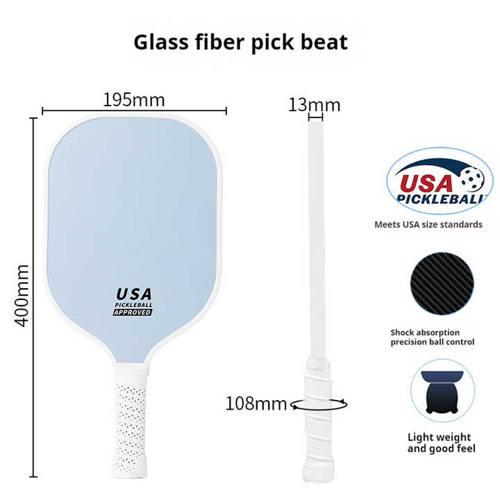 Orange Fiberglass Pickleball Paddle - Lightweight 215g with Anti-Slip TPU Grip for Outdoor Sports