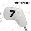 Beige Golf Iron Head Covers Set of 10 - Waterproof PU Leather Club Protectors with Embroidered Numbers (3-9, P, A, S)