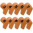 Yellow Golf Iron Head Covers Set of 10 - Waterproof PU Leather Club Protectors with Embroidered Numbers (3-9, P, A, S)