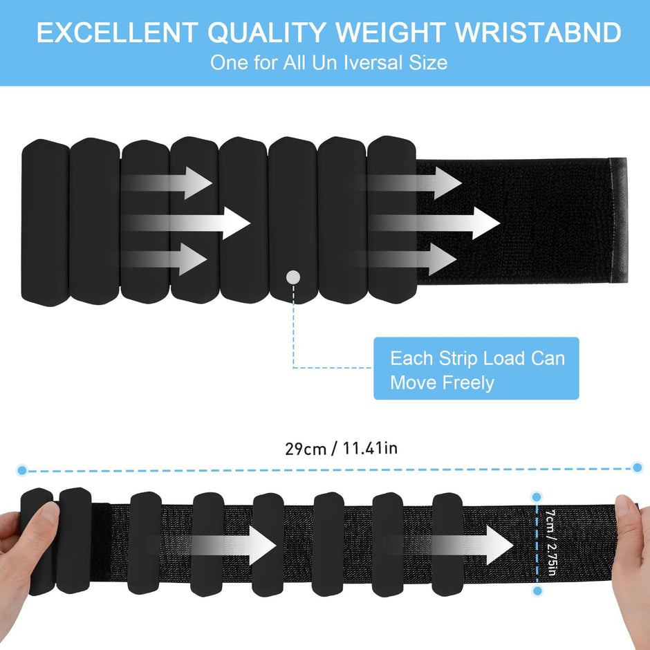 Grey Adjustable Silicone Wrist & Ankle Weights - 2lb Pair (900g) | Comfortable Fitness Resistance Bands for Workout, Running, Training