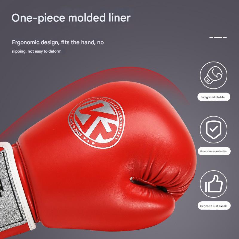 Blue And Silver Durable 8oz PU Leather Boxing Gloves - Padded & Ventilated for Training