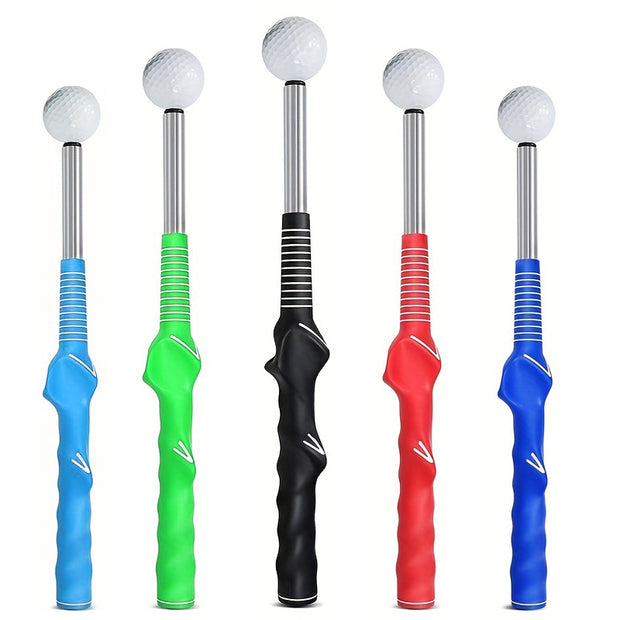 Green Pro Golf Swing Trainer - Extendable with Audible Click & Corrective Grip Aid